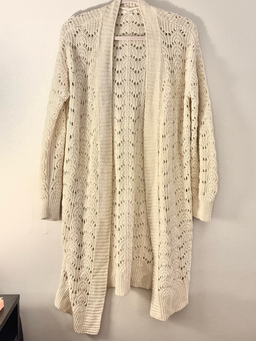 Maurices Cream Open-Front Crochet Knit Cardigan